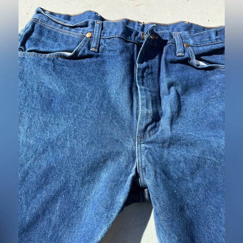 Men's Wrangler Jeans Blue 13MWZ 36x30 Western USA Cowboy Rodeo Slim Ranch Denim‎